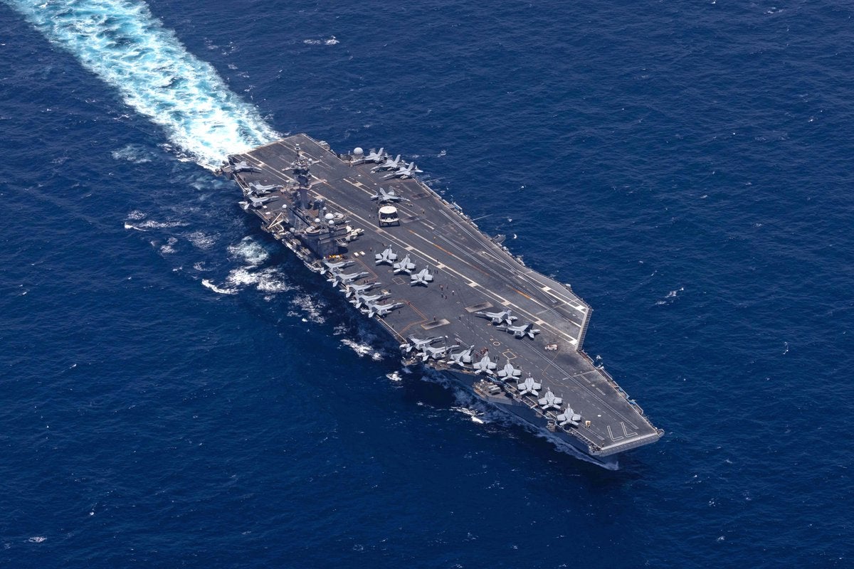 USS George HW Bush in the Arabian Sea as the US Navy enforces the blockade against Iran