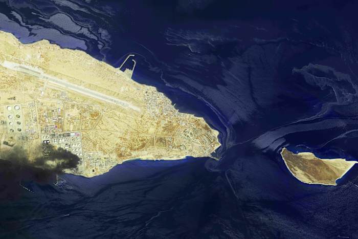 Video and satellite photos show Iran war oil spill on Persian Gulf island