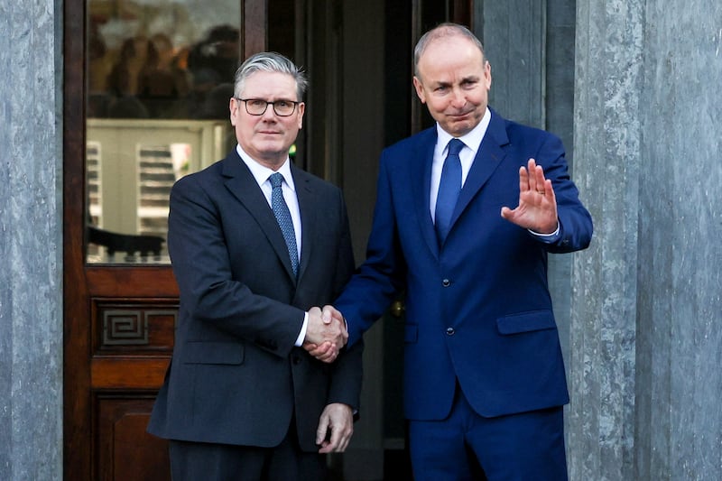 UK prime minister Keir Starmer with Taoiseach Micheál Martin ahead of the UK-Ireland Summit in Cork in March. Photograph: Cathal McNaughton - Pool/Getty Images