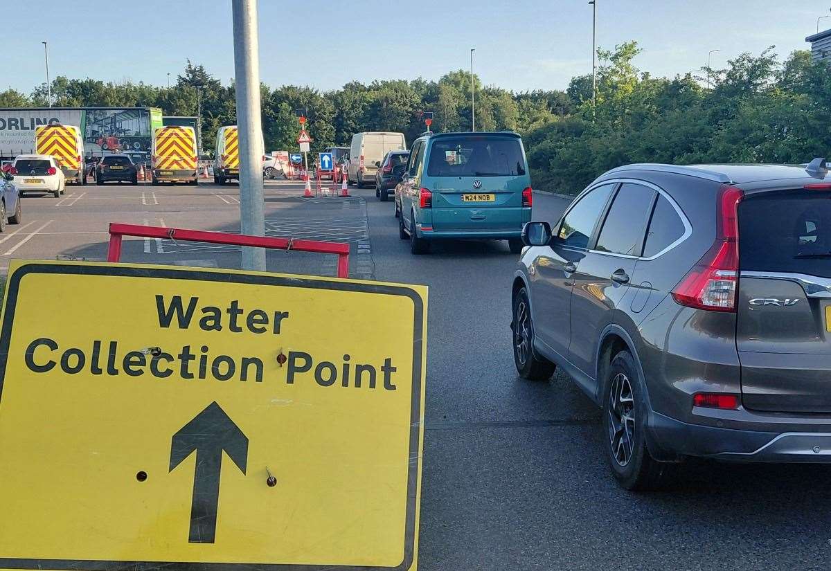 Queues form at South East Water bottle station as Herne Bay and Coxheath face water issues during Kent heatwave