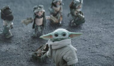 STAR WARS: THE MANDALORIAN AND GROGU, Grogu (front) with Anzellans, 2026. © Walt Disney Studios Motion Pictures / Courtesy Everett Collection