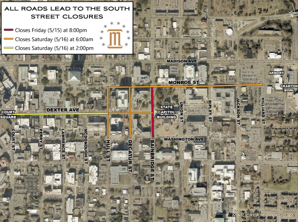 Several downtown Montgomery roads close for “All Roads Lead to the South” mass rally
