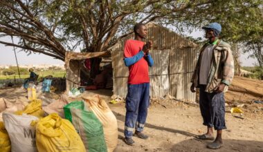 Abou Sow, left, and Farah Jammeh are both exploring local, organic alternatives to chemical fertilizers in Rufisque, Senegal, on May 12, 2026.