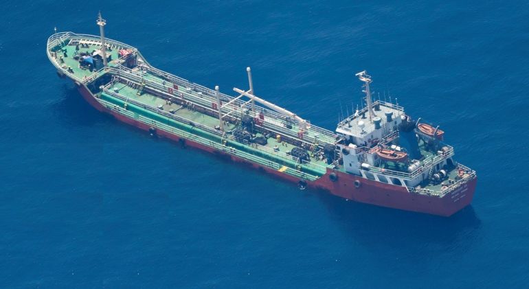 Captured vessel MT Honour as seen from the EUNAVFOR Operation ATALANTA's Japanese Maritime Patrol aircraft from the Combined Maritime Forces. The plane flew over the area confirming the location of the HONOUR 25 inside Somalia’s territorial waters. [Courtesy EUNAVFOR]