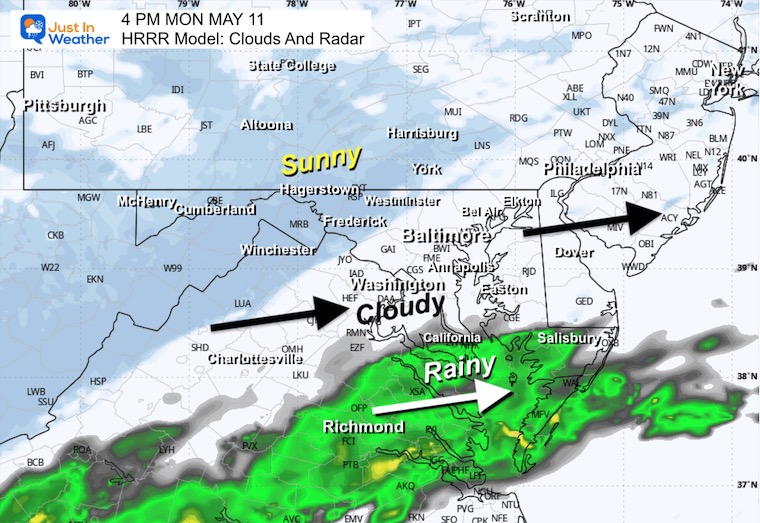 May 10 weather storm radar forecast Monday afternoon