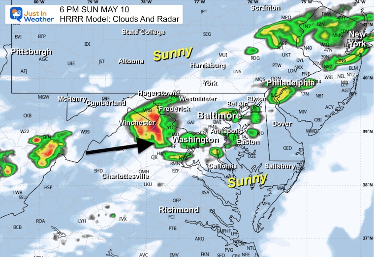 May 10 Mothers Day storm radar forecast 6 PM