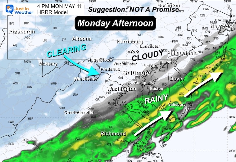 May 11 weather forecast radar rain clouds Monday afternoon