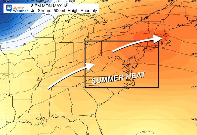 May 12 weather jet stream Monday heat