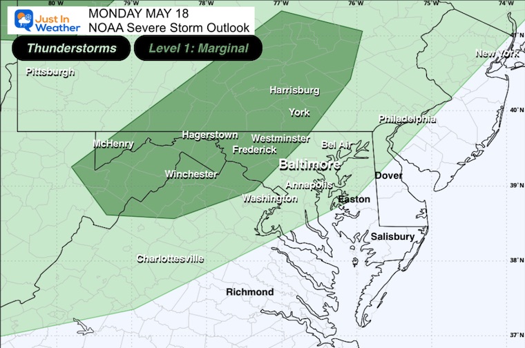 May 18 weather NOAA Severe Storm Risk Monday