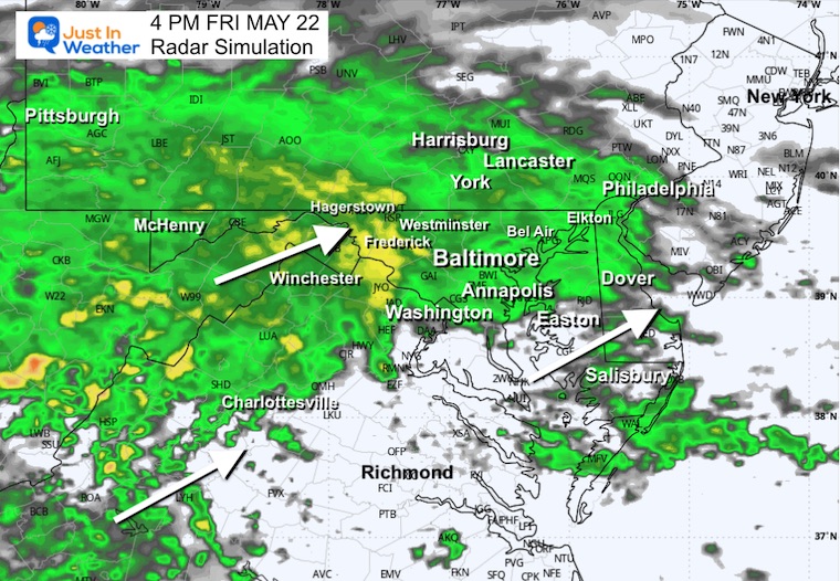 May 22 weather rain radar forecast Friday 4 PM