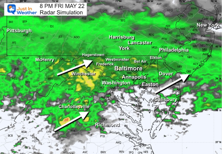 May 22 weather rain radar forecast Friday 8 PM