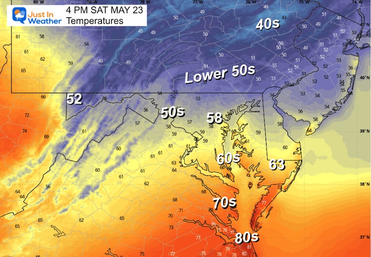 May 22 weather temperatures Saturday afternoon