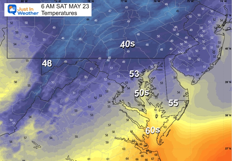May 22 weather temperatures Saturday morning