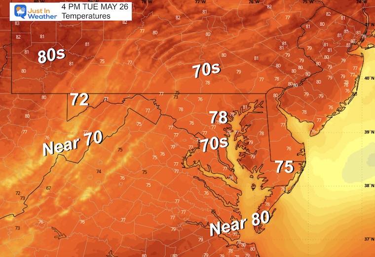 May 25 weather temperatures Tuesday afternoon