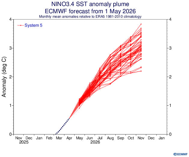 Nino3.4 Sst Anomaly Plume Exmwf Forecast