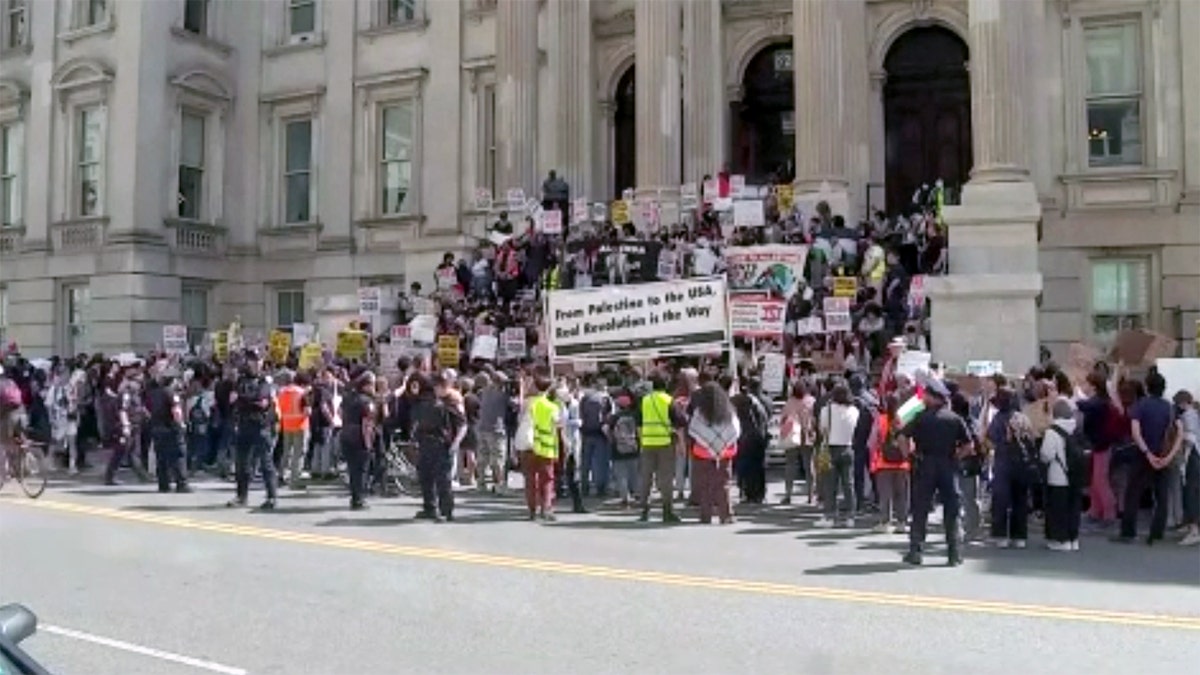 New York City public school students walking out during protest