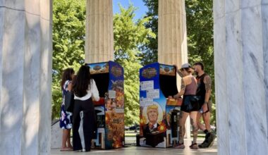 New protest art mocks Trump’s handling of the war in Iran