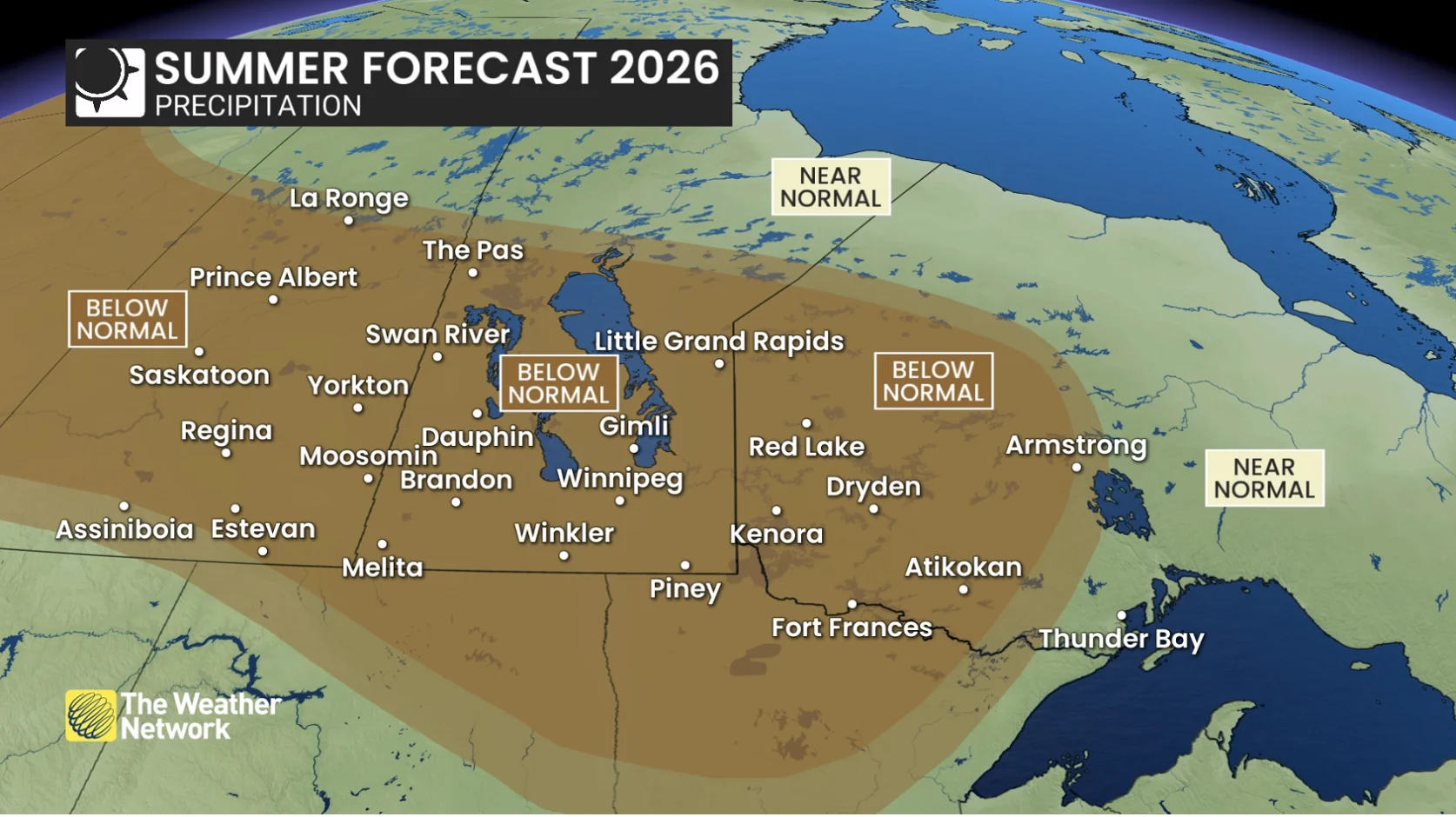 Summer 2026 - Precipitation outlook for Prairies