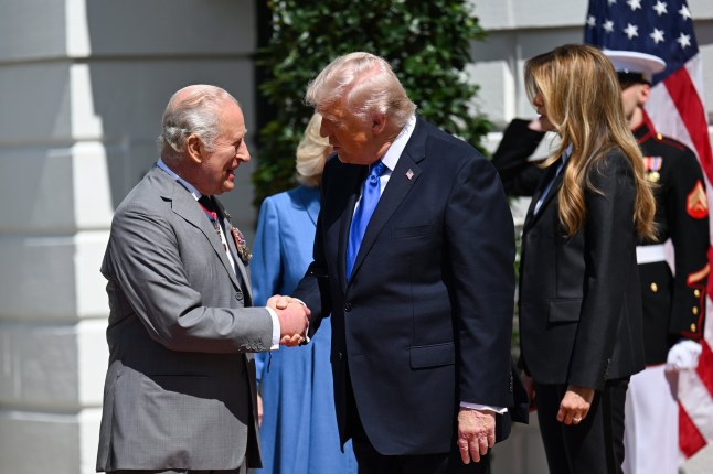 WASHINGTON, DC - APRIL 30: King Charles and U.S. President Donald Trump shake hands during a farewell ceremony at the White House on day four of the State Visit of King Charles III and Queen Camilla to the United States of America, on April 30, 2026 in Washington, DC. In his first visit to the U.S. as the British monarch, King Charles III toured the nation's capital where he met with U.S. President Trump at the White House and addressed a joint meeting of Congress before traveling to New York City as part of a multi-day trip to mark the United States of America's 250th anniversary of its independence. (Photo by Samir Hussein/WireImage)