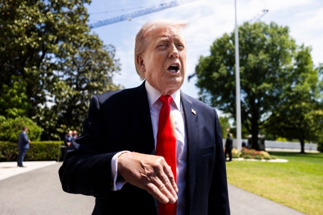 US President Donald Trump speaks to reporters as he departs the White House for Florida in Washington, DC, USA, 01 May 2026. Trump spoke about Iran, as well as about Spirit Airlines, saying his administration gave the airline a ?final? bailout proposal. Credit: CNP / AdMedia. 01 May 2026 Pictured: President Trump. Photo credit: AdMedia / MEGA TheMegaAgency.com sales@mega.global