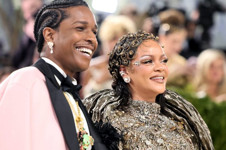 NEW YORK, NEW YORK - MAY 04: (L-R) A$AP Rocky and Rihanna attend the 2026 Met Gala celebrating 