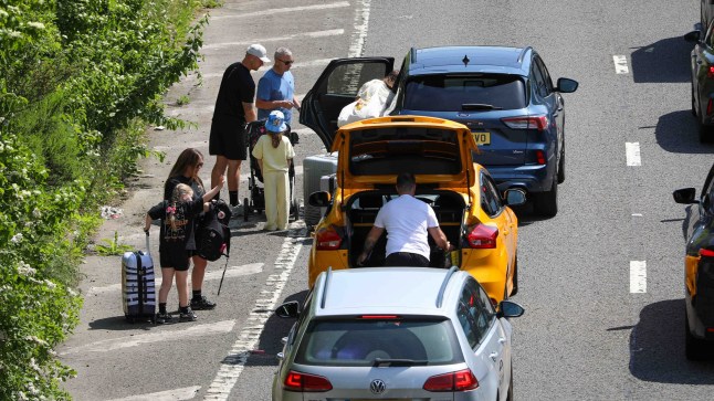 Manchester Airport drop off points are currently closed causing huge delays with passengers ditching there vehicles on the hard shoulder and walking.