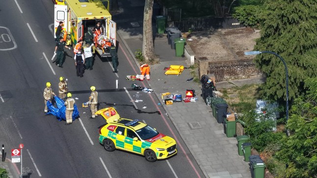 Police at the scene in Catford, south-east London. (Picture: UKNIP)