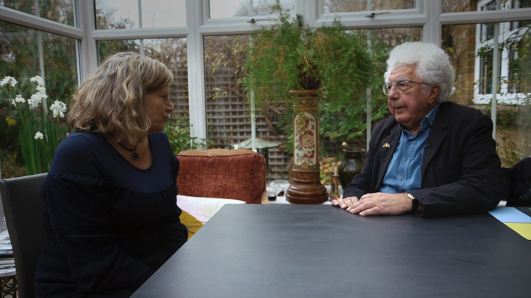 Screenshot from Planet Israel, featuring historian Avi Shlaim discussing Israel and shifting public perceptions