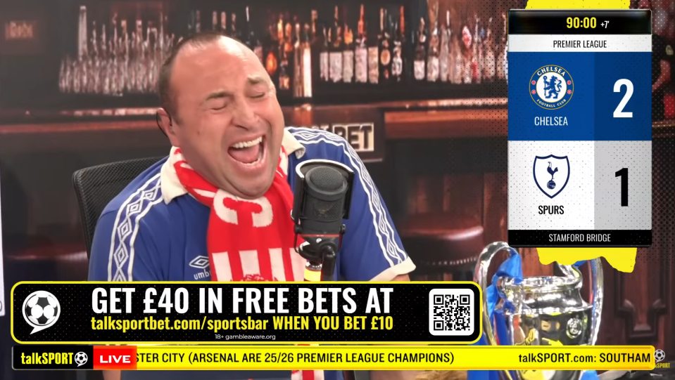 Jason Cundy laughs as Chelsea beat Spurs