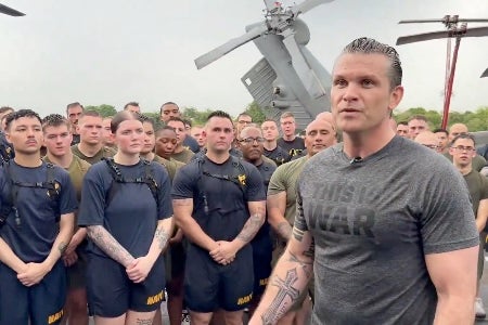 Online commentators mocked Defense Secretary Pete Hegseth on Friday for a tough-talking speech to US sailors in Singapore about the Iran war