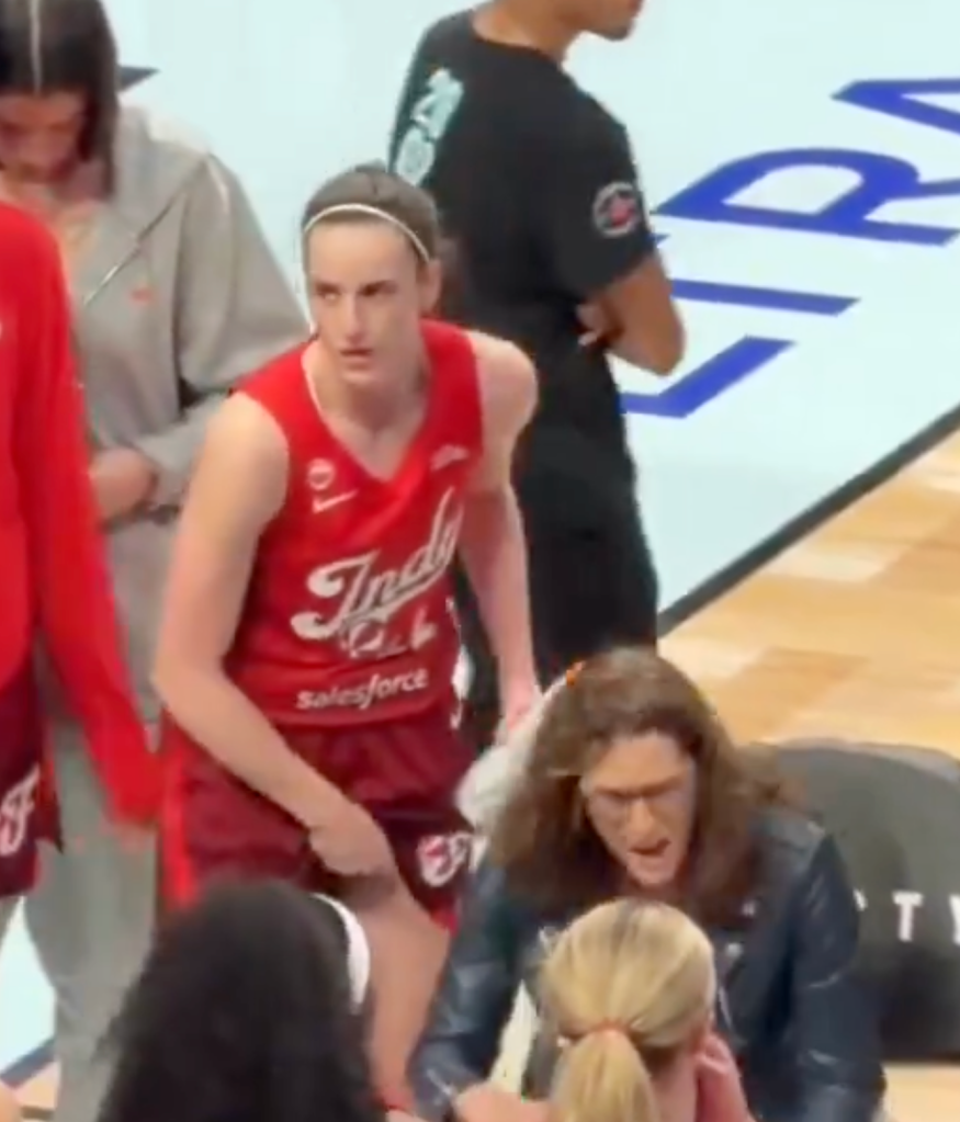 Caitlin Clark is seen after a testy exchange with Stephanie White
