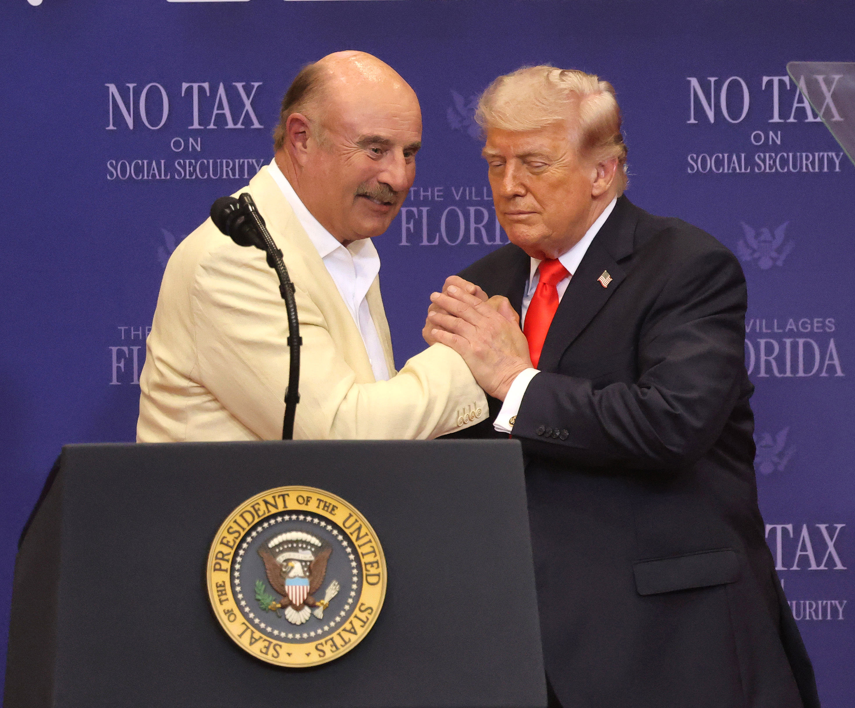 President Donald Trump thanks TV personality Dr. Phil McGraw for...