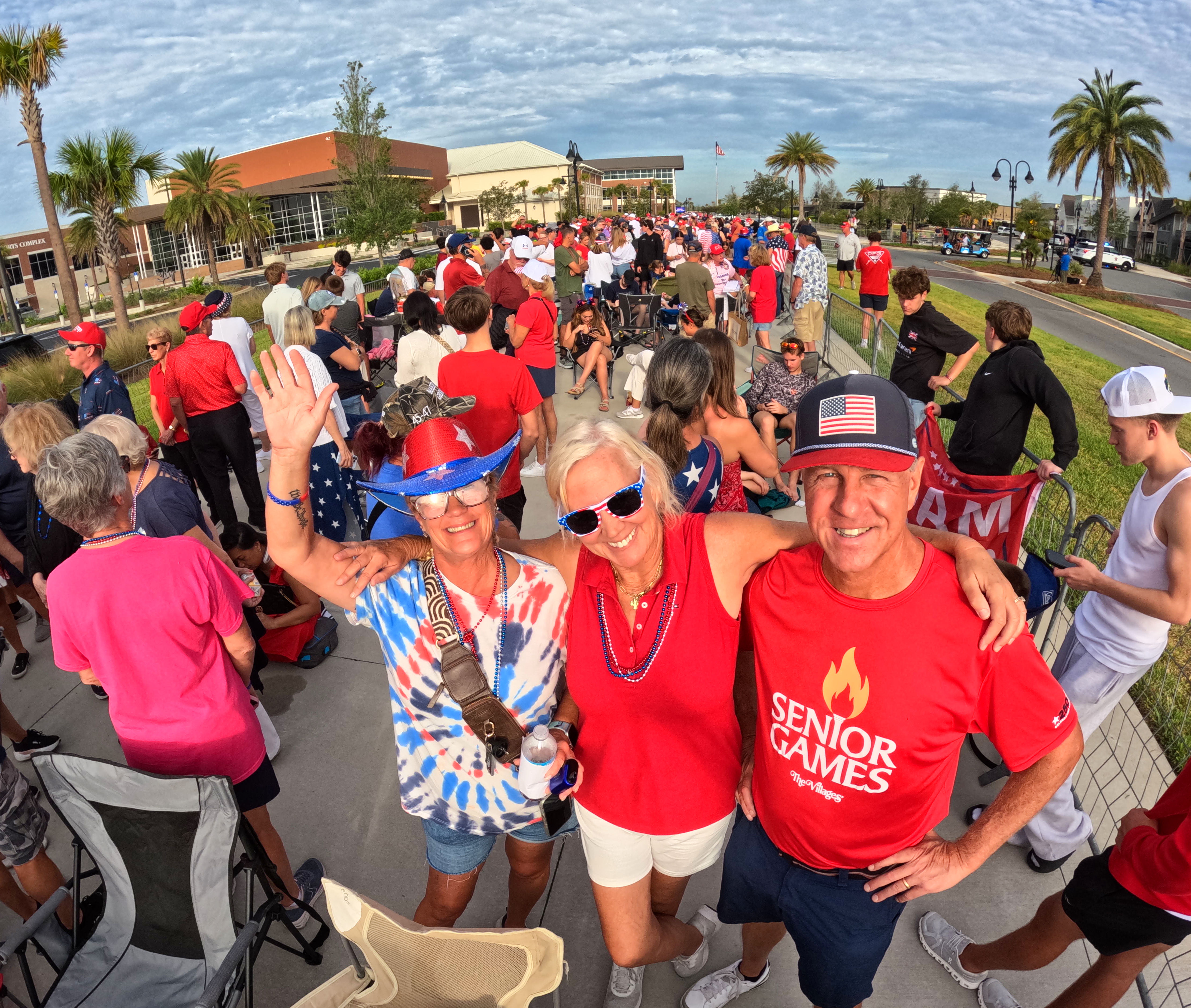 Supporters of President Donald Trump wait for doors to open...
