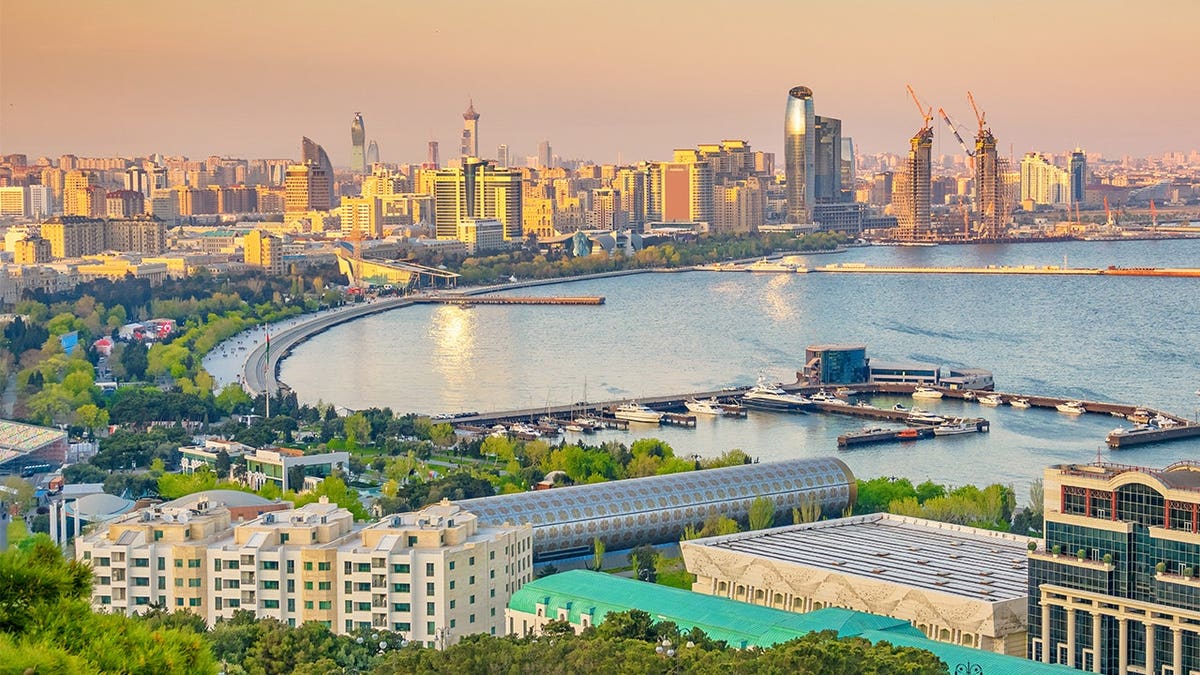 View of Azeri buildings and landscape