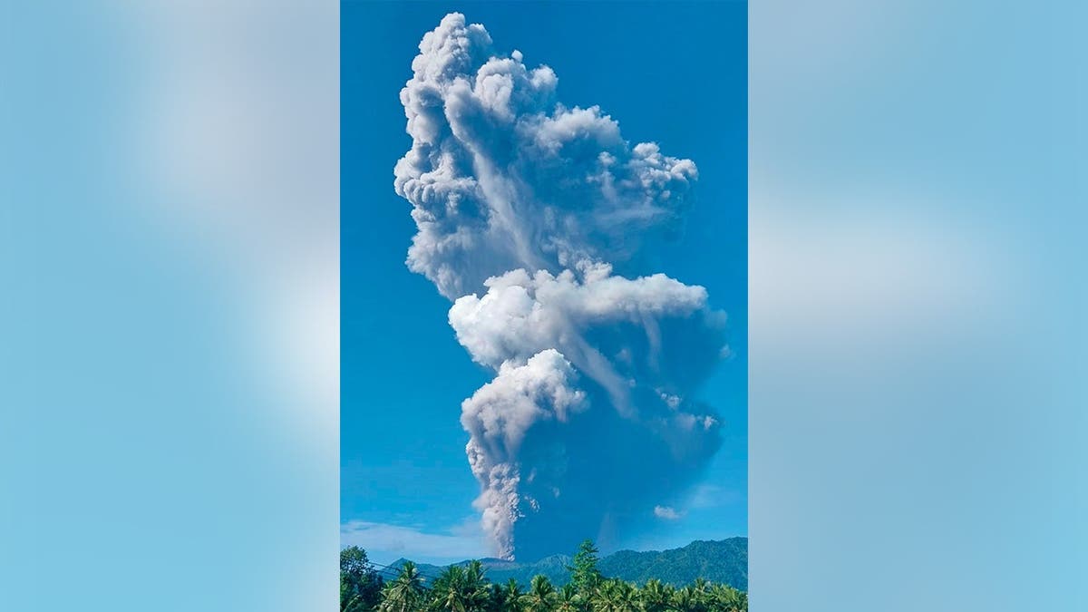 Mount Dukono releases volcanic materials during an eruption in North Halmahera, Indonesia