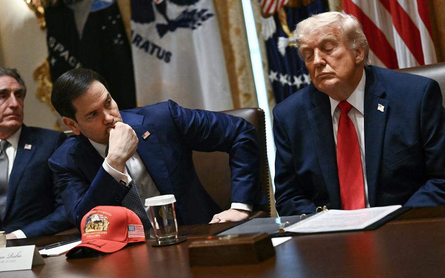 Trump, Rubio and Burgum at a table during the meeting.
