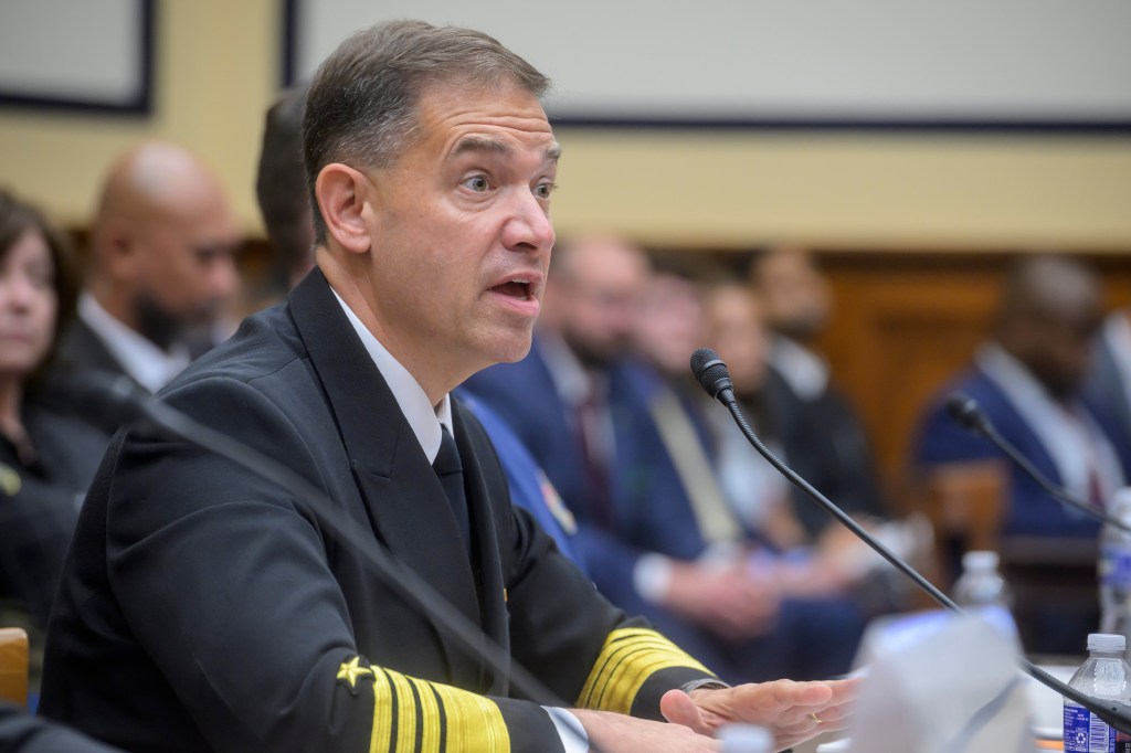 Adm. Brad Cooper, the commander of US Central Command, testifying at a House Committee on Armed Services meeting on May 19, 2026.