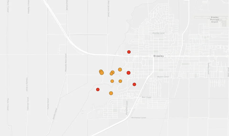 More than 12 earthquakes have struck near Brawley, Calif. Saturday night. (USGS)