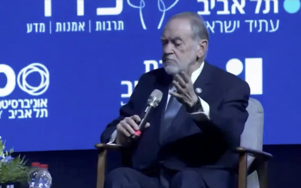 Mike Huckabee speaking at a security conference event at Tel Aviv University