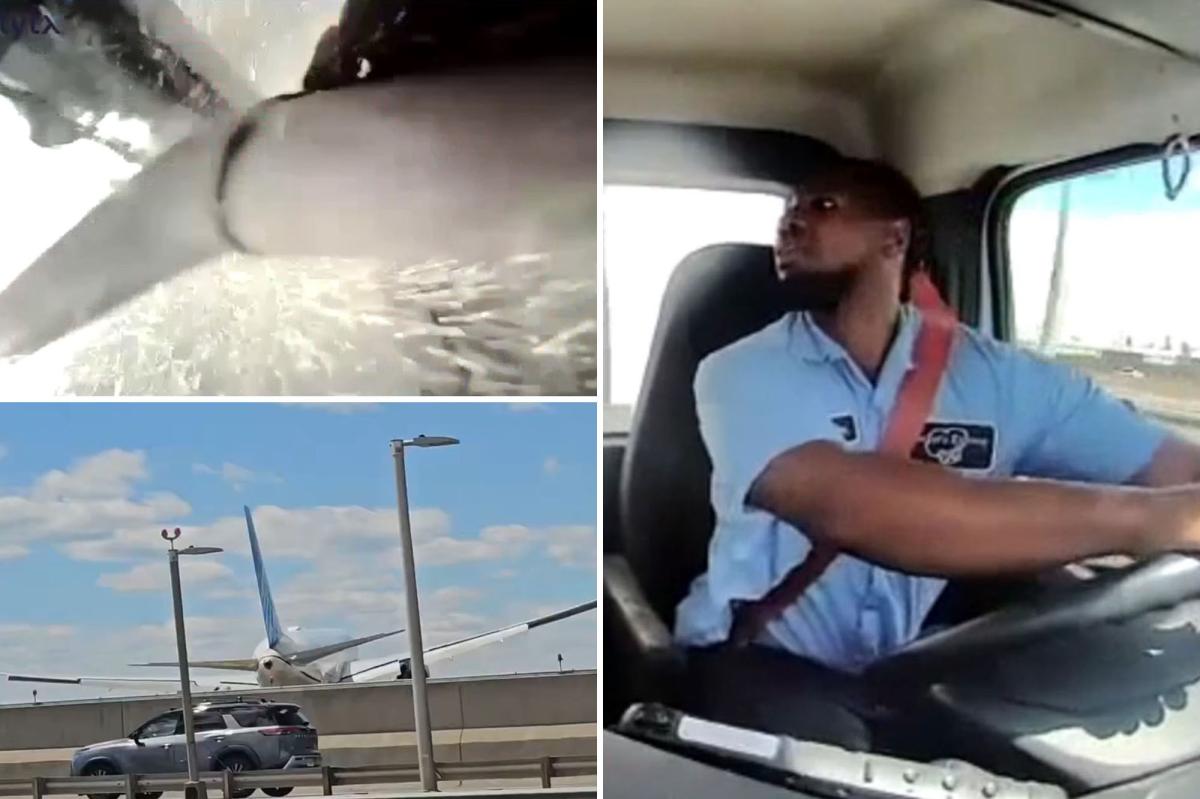 Crazy video captures moment plane landing at Newark strikes bakery truck