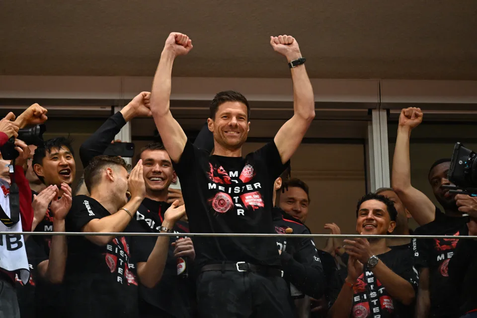 Xabi Alonso after winning the Bundesliga title with Bayer Leverkusen