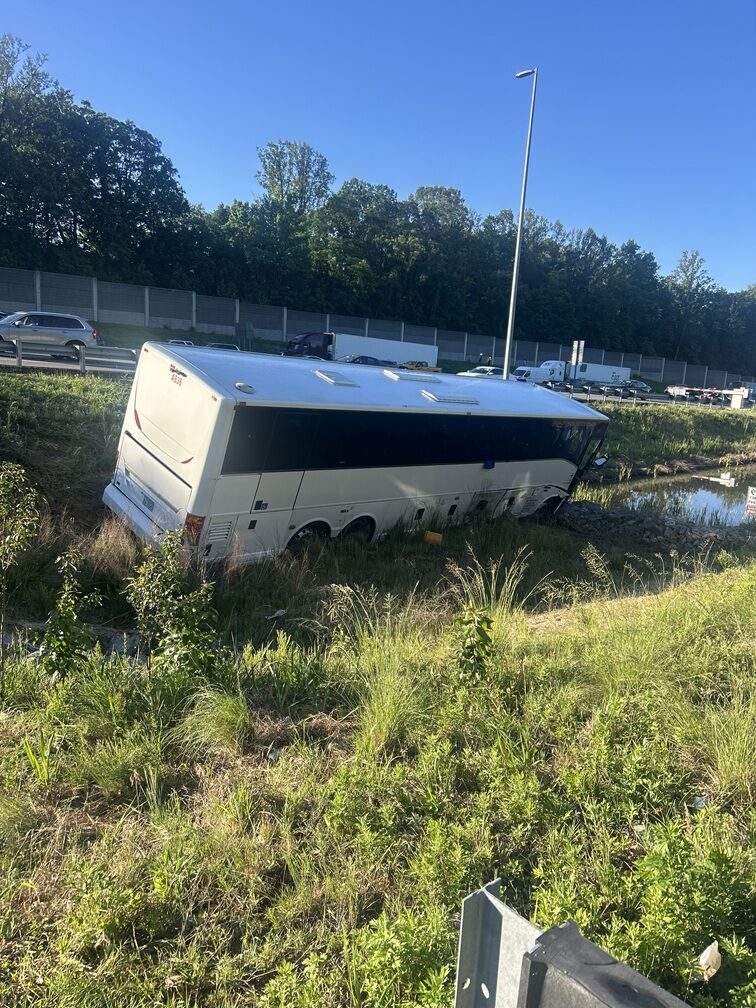 bus in ditch