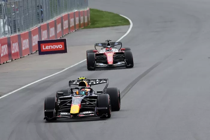 Charles Leclerc, Ferrari, Isack Hadjar, Red Bull Racing