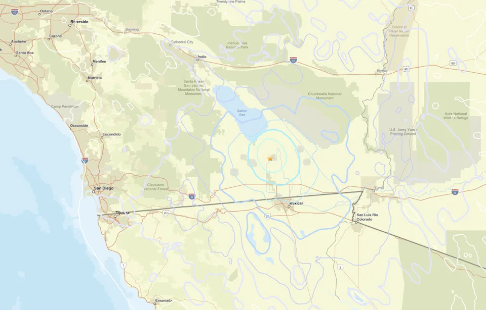 A 4.4 earthquake shook Southern California’s inland area Saturday night. (USGS)
