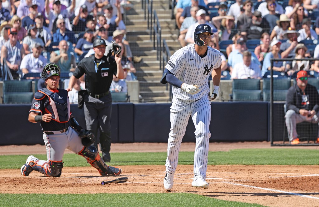 New York Yankees center fielder Spencer Jones #78 running the bases after hitting a solo home run.