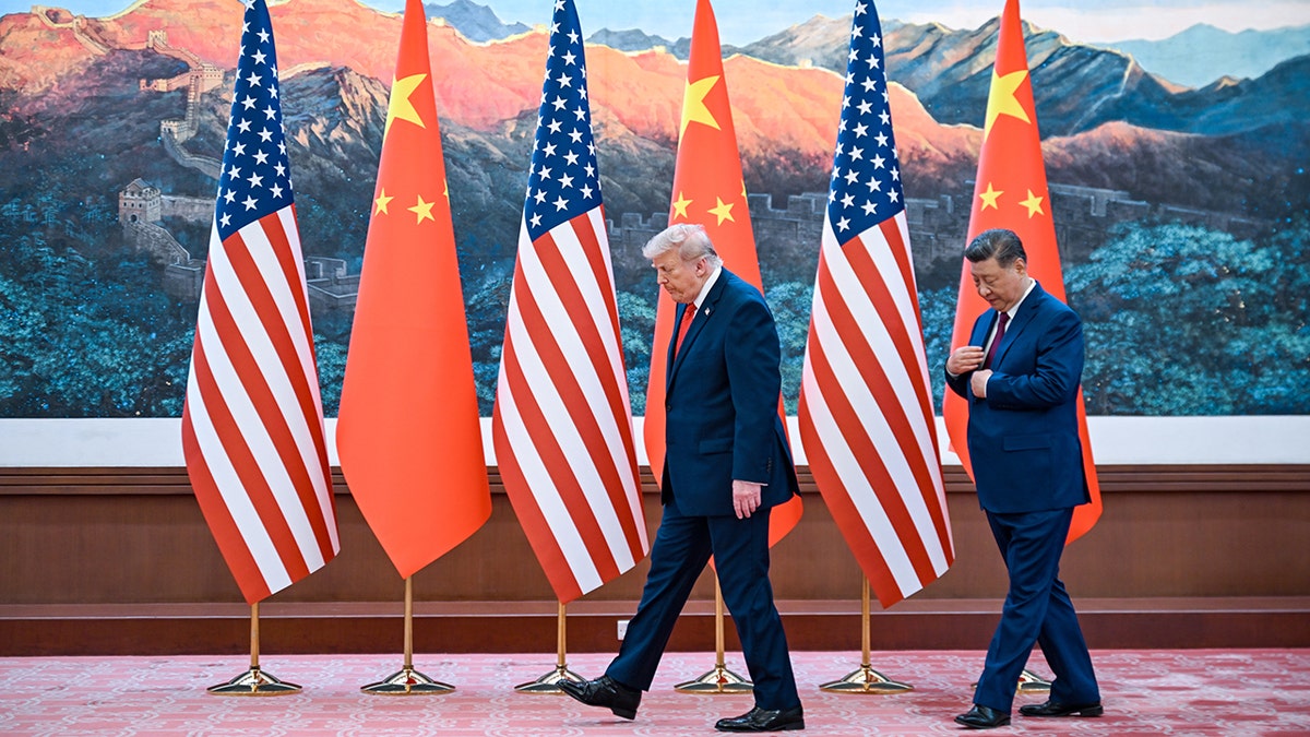 Chinese President Xi Jinping and U.S. President Donald Trump meeting at the Great Hall of the People in Beijing