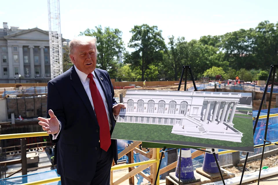 U..S. President Donald Trump shows off plans for his White House ballroom in Washington, D.C., May 19, 2026. / Kevin Lamarque / REUTERS