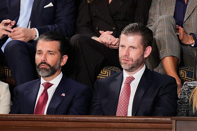 FILE. Donald Trump Jr. and Eric Trump at the State of the Union address, 24 Feb. 2026