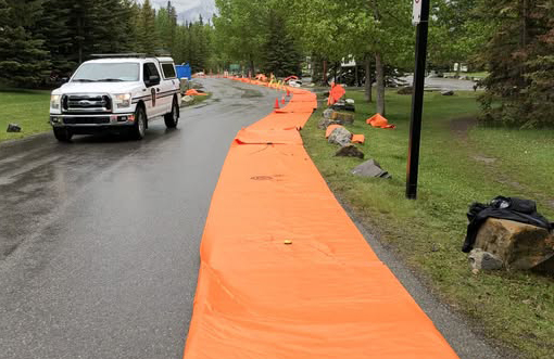 The town of Banff says it is preparing for the possibility of flooding by setting up some temporary flood barriers.