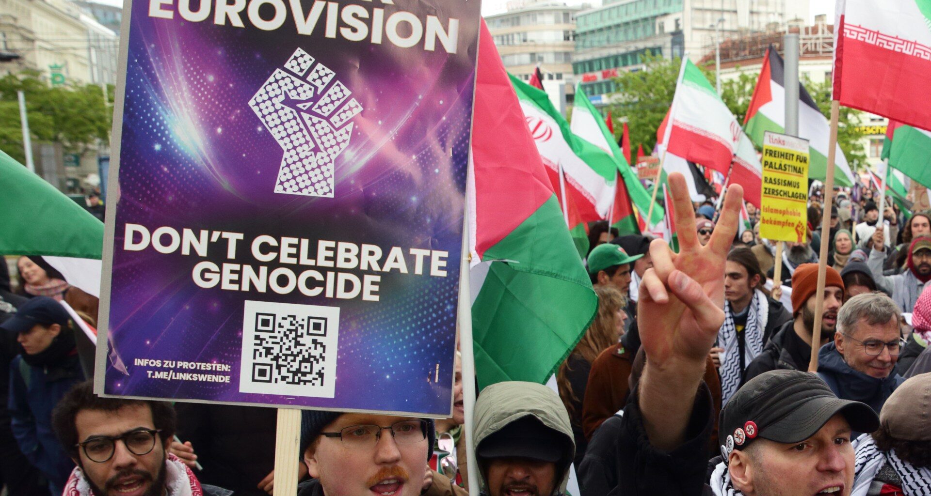 Thousands protest at Eurovision final as five countries boycott over Israel | Protests News